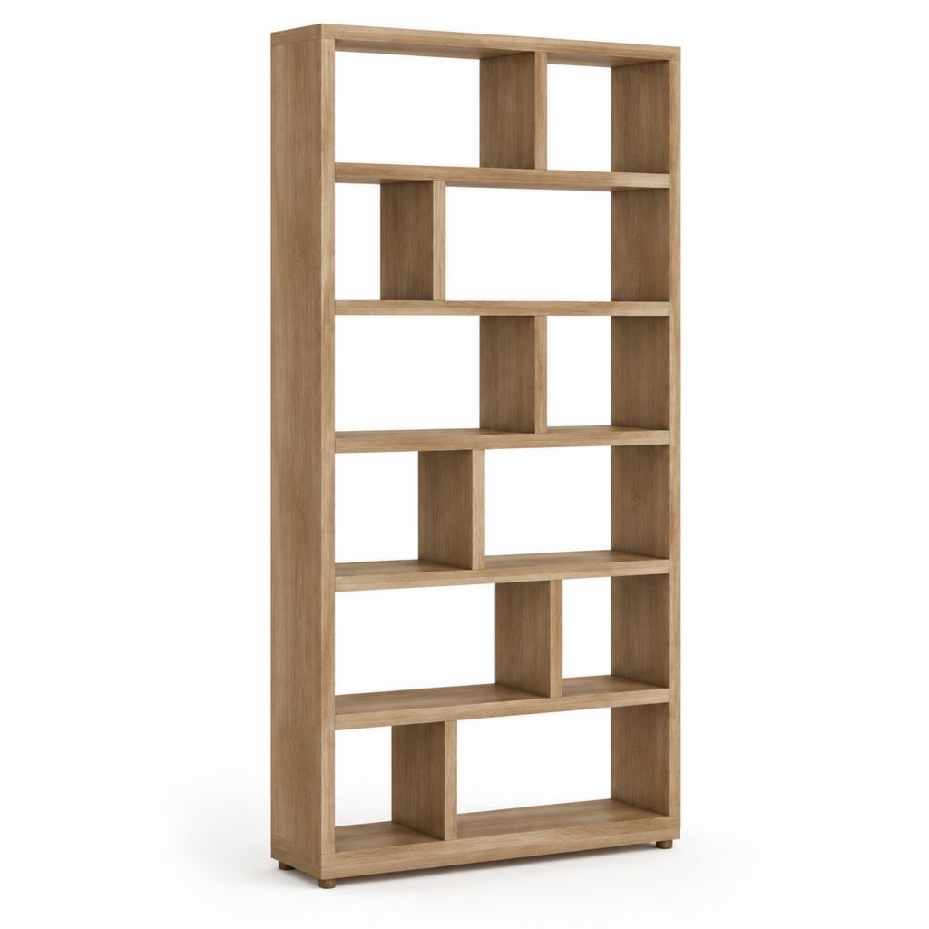 Libreria a giorno rovere naturale in MDF rettangolare con 18 vani 80 x 30 x 200 cm