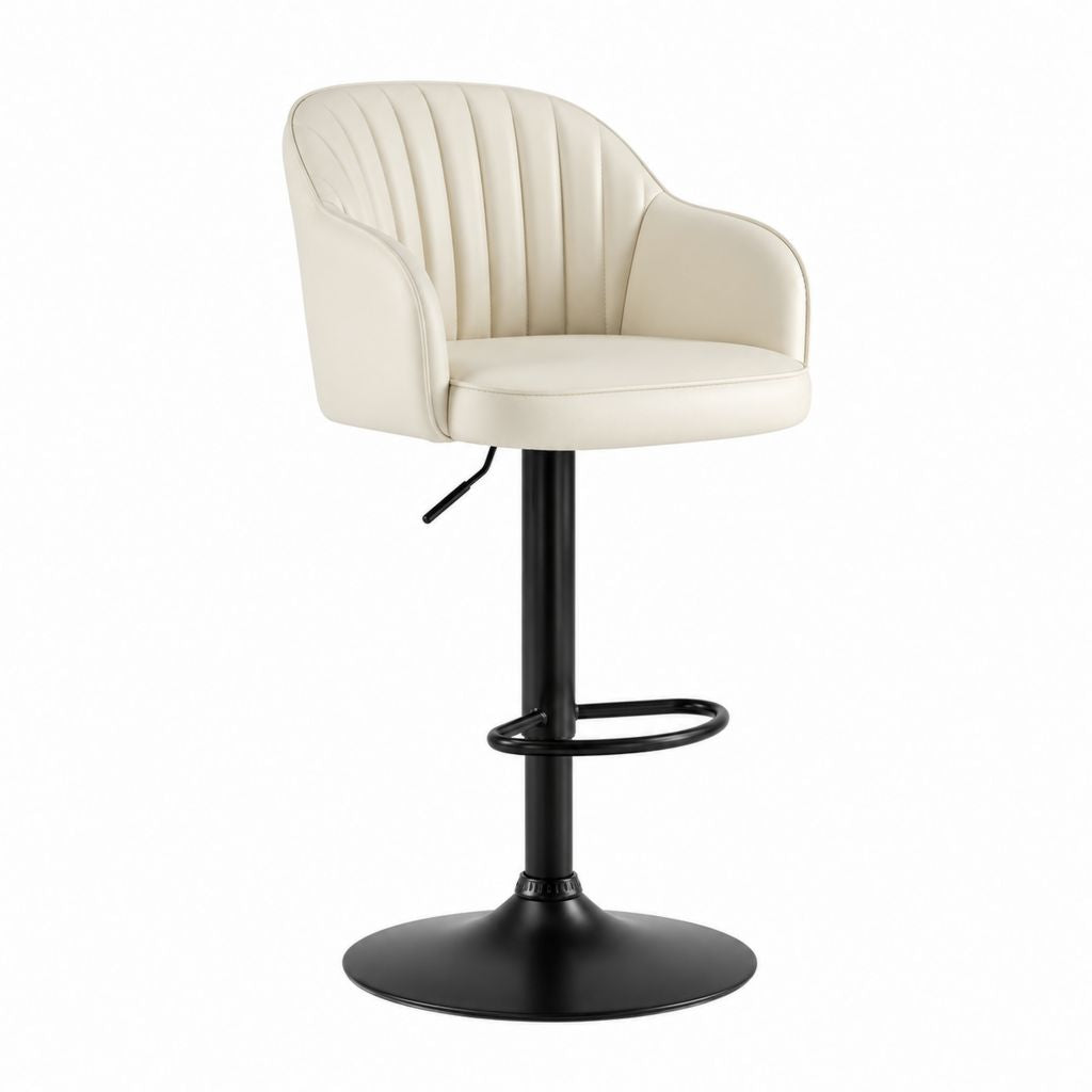 Sgabello da bar girevole regolabile avorio in pelle PU con base in acciaio 50 x 52 x 88-109 cm