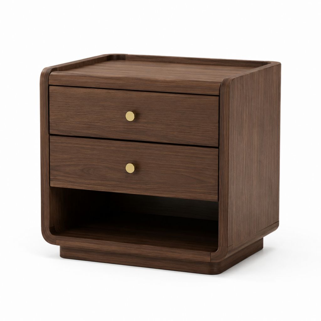 Comodino con 2 cassetti noce impiallacciato MDF rettangolare 50 x 40 x 55 cm