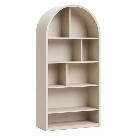 Libreria da soggiorno beige in MDF ad arco 80 x 35 x 180 cm