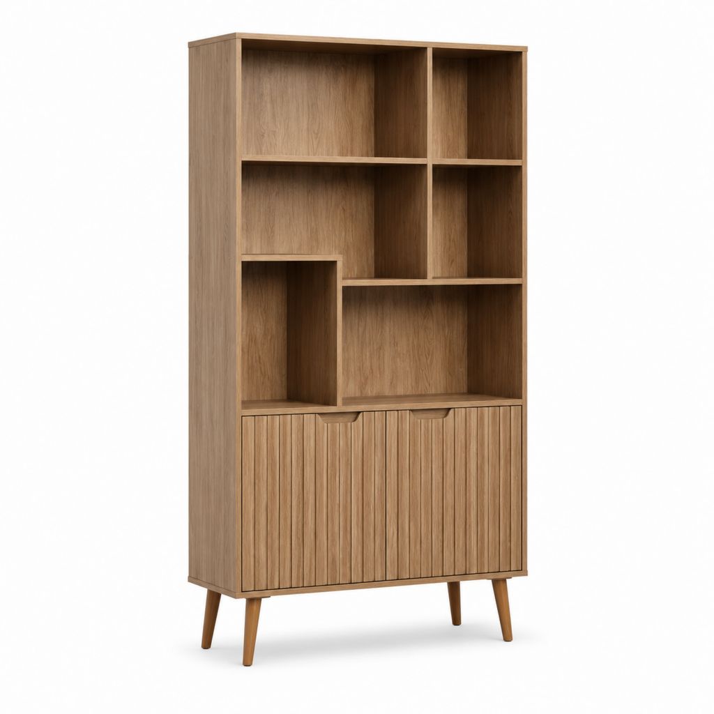 Libreria con ante rovere in pannelli di particelle 80 x 35 x 180 cm