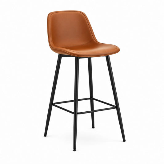 Sgabello da bar con schienale marrone in similpelle PU e acciaio 48 x 54 x 96 cm