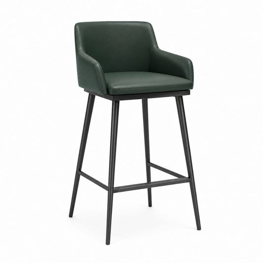 Sgabello da bar con braccioli verde scuro in similpelle PU e acciaio 52 x 54 x 99 cm