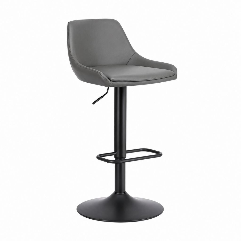 Sgabello da bar regolabile grigio in similpelle PU con base in acciaio 52 x 50 x 89-111 cm