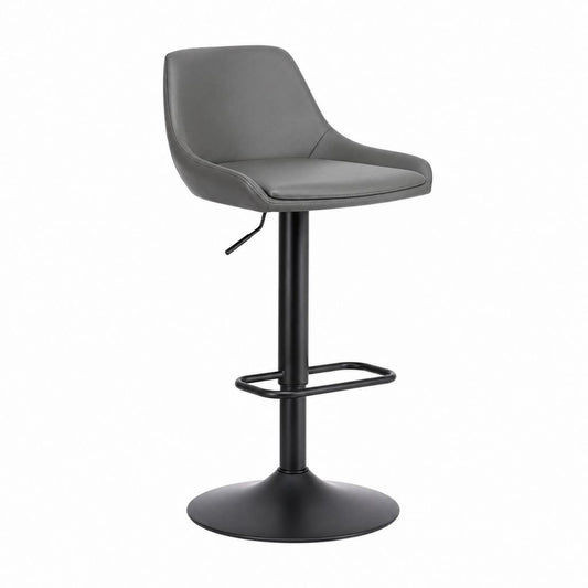 Sgabello da bar regolabile grigio in similpelle PU con base in acciaio 52 x 50 x 89-111 cm